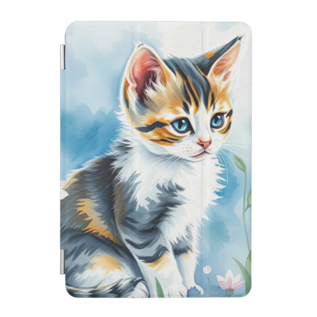 Kitten in a Floral Flower Garden iPad Mini Cover (Front)