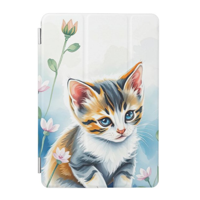 Kitten in a Floral Flower Garden iPad Mini Cover (Front)