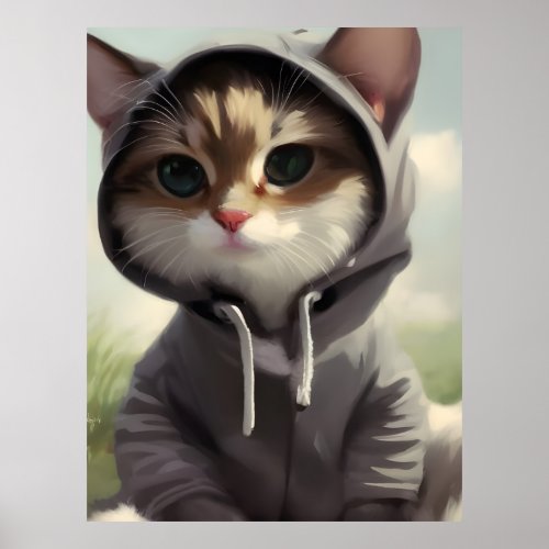 Kitten in a Hoodie Poster