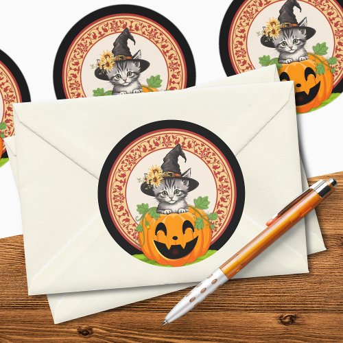 Kitten in a Pumpkin Halloween Sticker