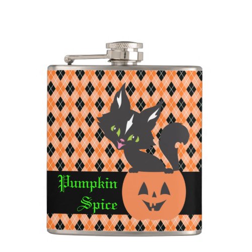  Kitten In A Pumpkin Vinyl Wrapped Flask