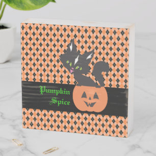 Kitten In A Pumpkin Wooden Box Sign