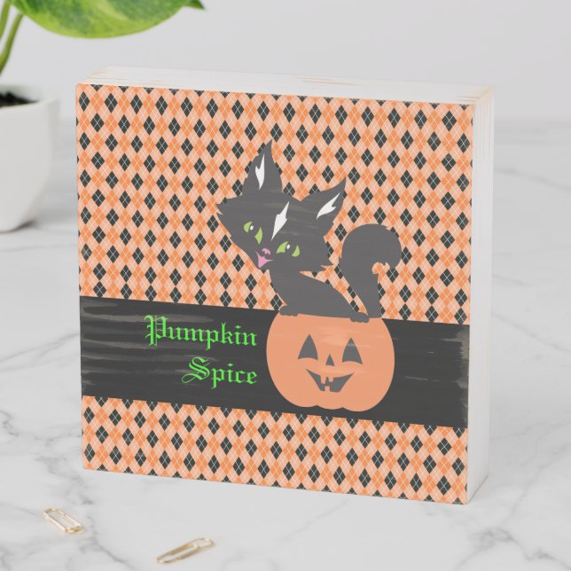 Kitten In A Pumpkin Wooden Box Sign (In Situ Horizontal)
