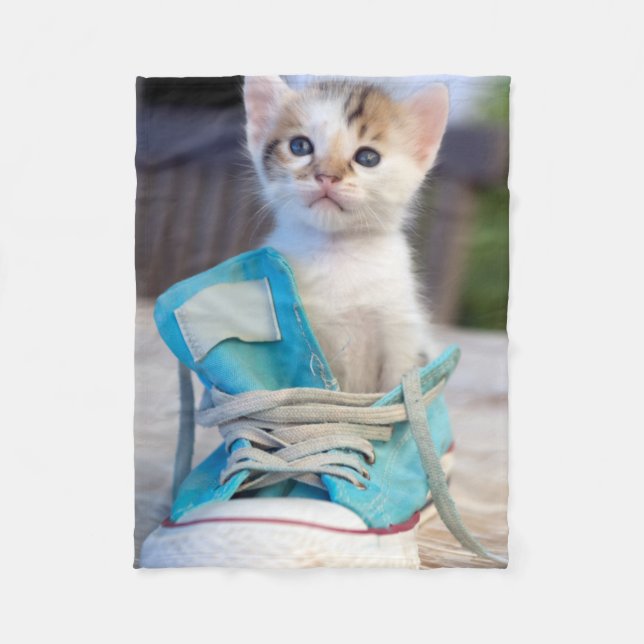 Kitten In A Shoe Fleece Blanket (Front)