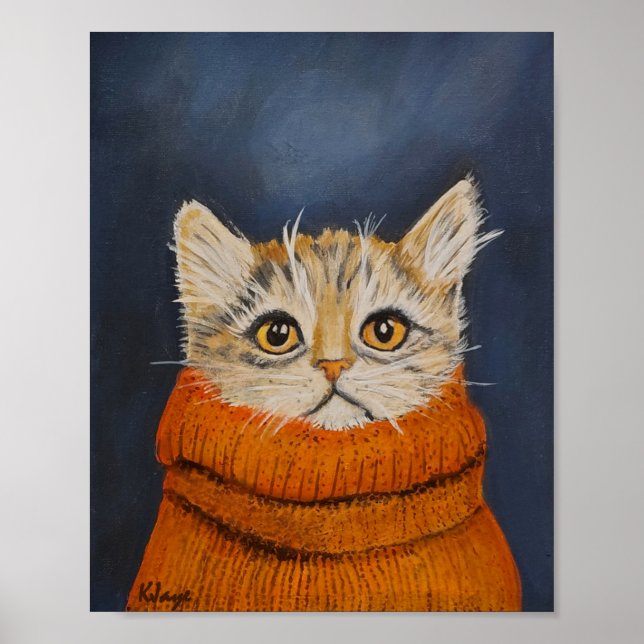 Kitten In A Sweater - Fine Art Print for Cat Lover (Front)