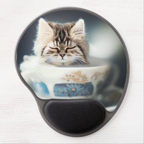 Kitten in a teacup baby animal  gel mouse pad