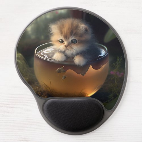 Kitten in a teacup baby animal  gel mouse pad