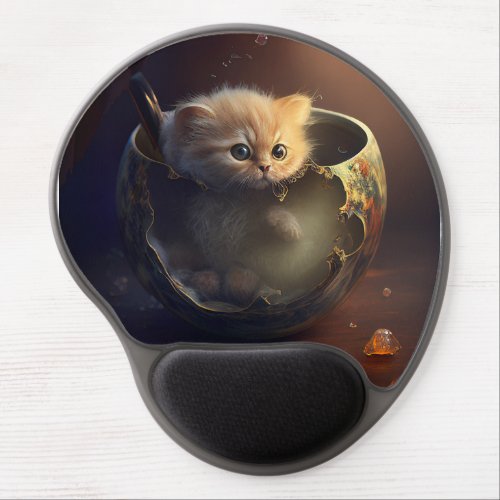 Kitten in a teacup baby animal  gel mouse pad