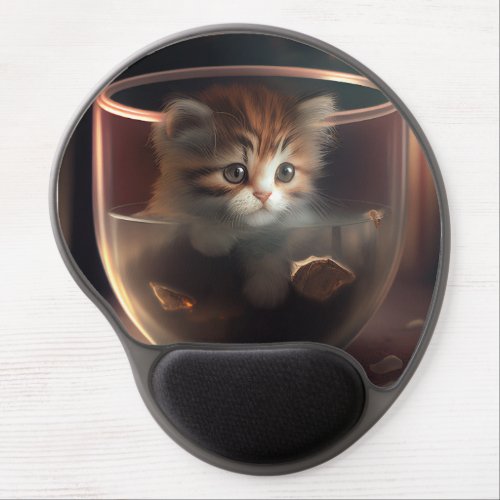 Kitten in a teacup baby animal  gel mouse pad