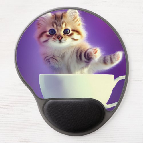 Kitten in a teacup baby animal mouse pad