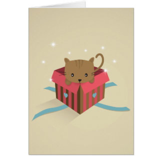 Kitten in an opened gift box cards