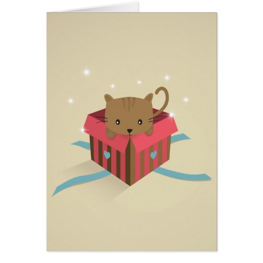 Kitten in an opened gift box cards (Front)