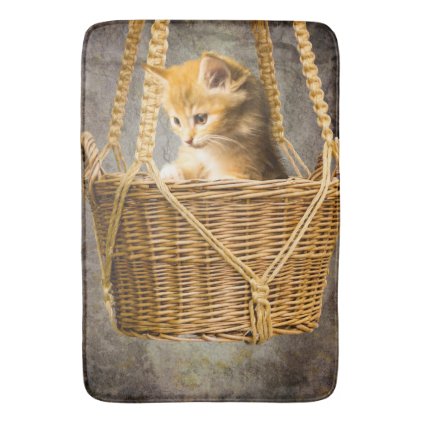 Kitten in basket bathroom mat