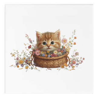 Kitten in Basket – Cute Cat T-shirt Design Acrylic Print