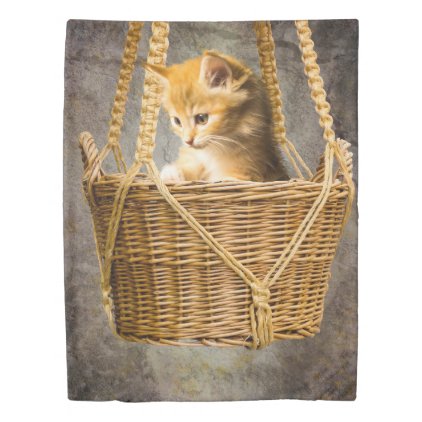 Kitten in basket duvet cover