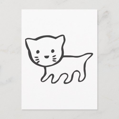 Kitten in Black and White Sketch Postcard