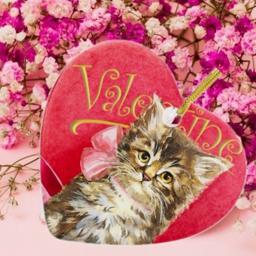 Kitten in Candy Box  Ceramic Ornament