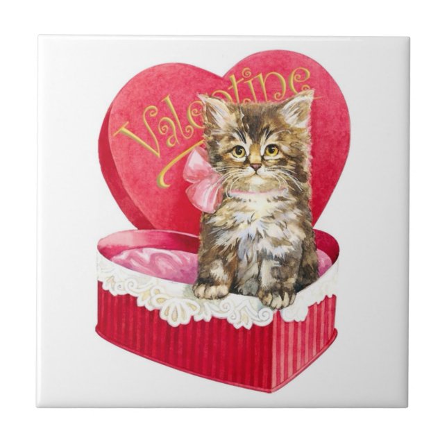 Kitten in Candy Box Tile (Front)