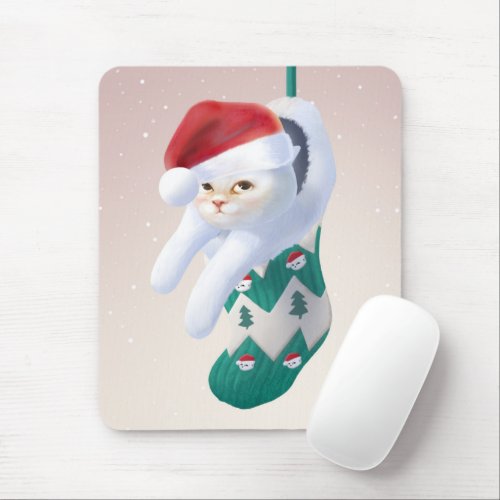 Kitten in Christmas Stocking Mouse Pad