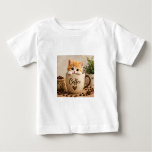 Kitten in Coffee Cup Charm Baby T-Shirt