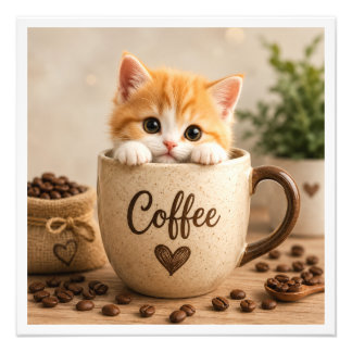Kitten in Coffee Cup Charm Photo Print