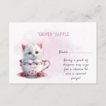 Kitten in Cup Pink Flowers Baby Shower