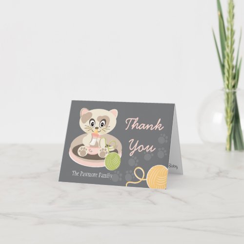 Kitten in Diapers Baby Shower Thank You Card