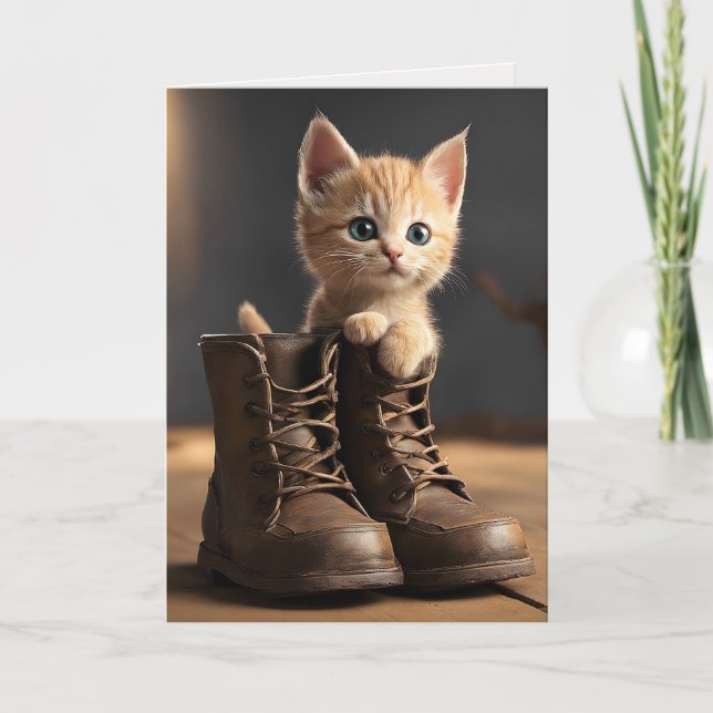 Kitten In Old Boot Card (Front)