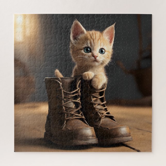 Kitten In Old Boot Jigsaw Puzzle (Vertical)