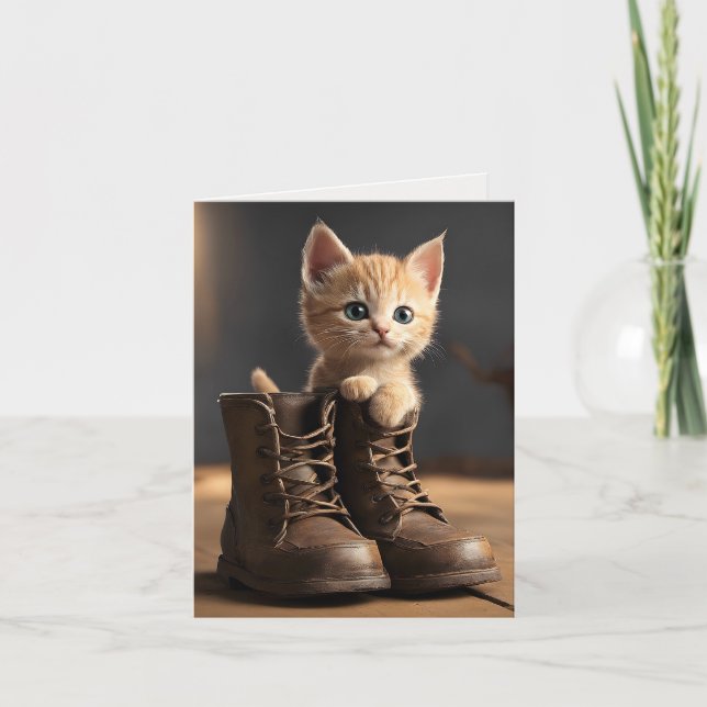 Kitten In Old Boot Note Card (Front)