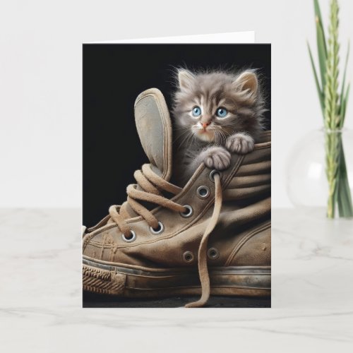 Kitten In Old Sneaker for Birthday Card