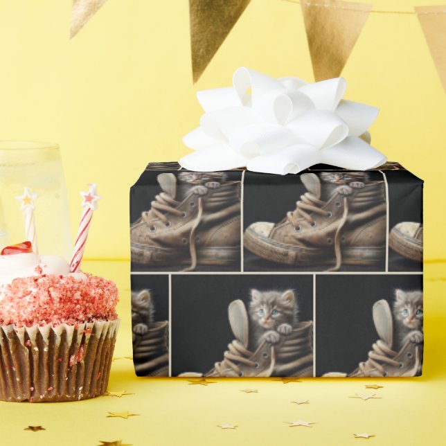 Kitten In Old Sneaker Wrapping Paper (Birthday Party)