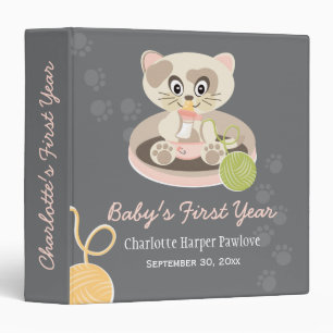 Kitten In Pink Diaper Cat Baby Photo Album 3 Ring Binder