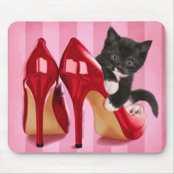 Kitten In Shoe Mouse Pad by MarylineCazenave at Zazzle