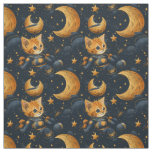 Kitten in space. Cute nursery themed Fabric