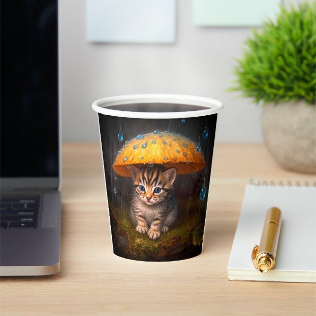Kitten in the Rain Paper Cups (Insitu)