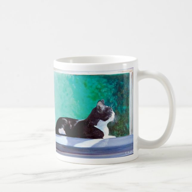 Kitten in the window from original oil painting. coffee mug (Right)