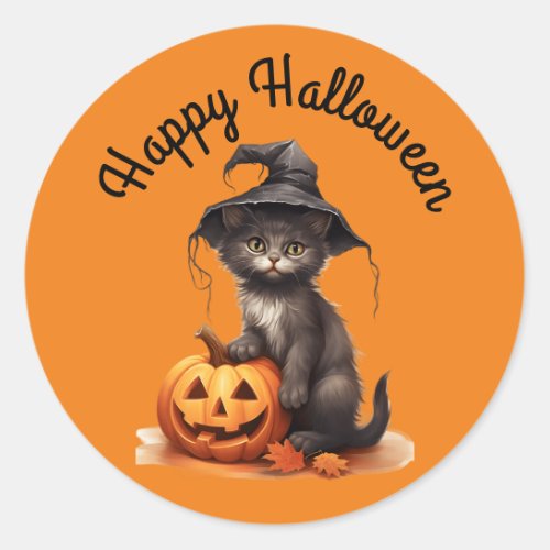 Kitten In Witchs Hat Sticker
