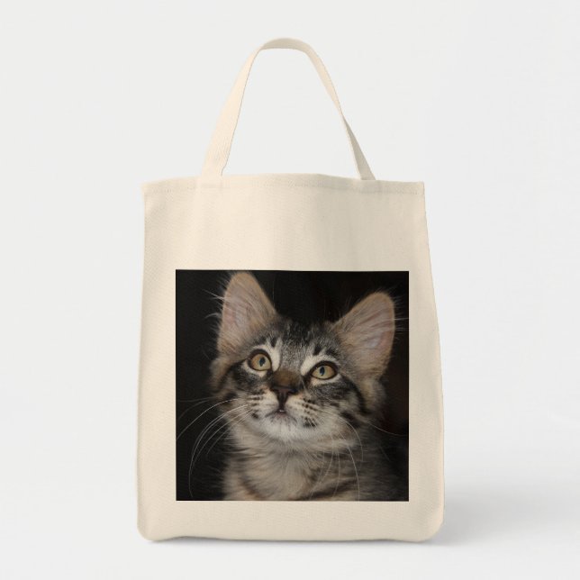 Kitten Innocence Organic Grocery Tote Bag (Front)