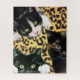 Kitten Kaboodle Cats on Leopard Print Jigsaw Puzzle