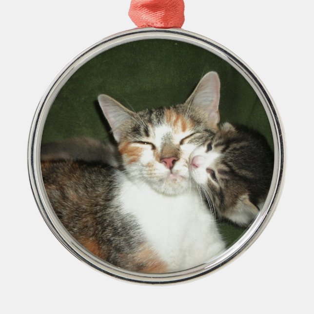 Kitten Kiss Metal Ornament (Front)