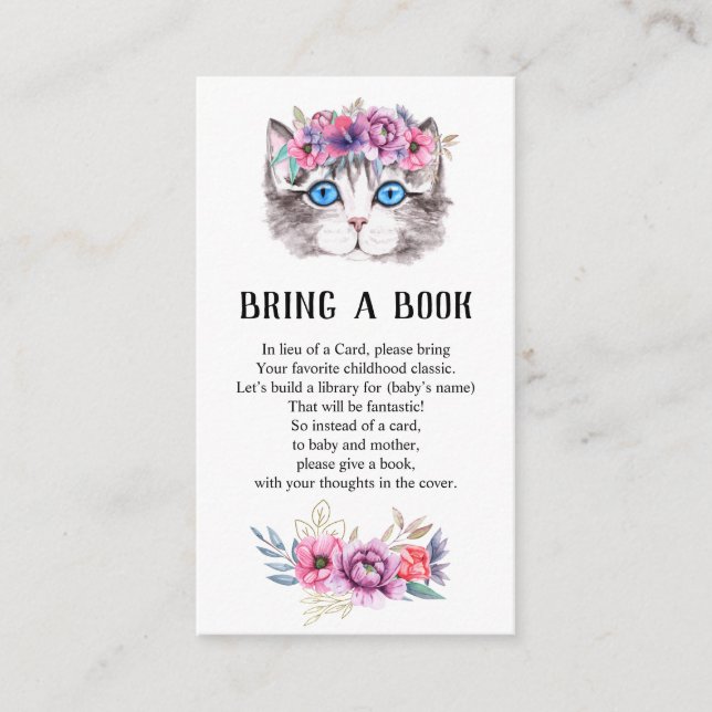 Kitten Kitty Cat Baby Shower Bring a Book Enclosur Enclosure Card (Front)
