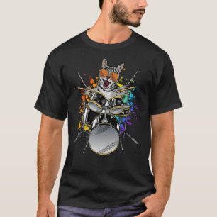 Kitten Kitty Cat Drummer Wearing Sunglasses Playin T-Shirt