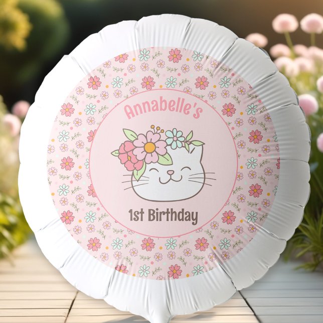 Kitten Kitty Cat Pink Girl 1st Birthday Helium Balloon (Kitten Kitty Cat Pink Girl 1st Birthday Helium Balloon)