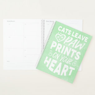 Kitten Kitty Mom Gift Green Watercolor Cute Cat Planner