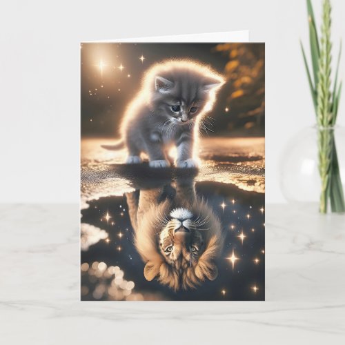 Kitten Looking In a Puddle Card