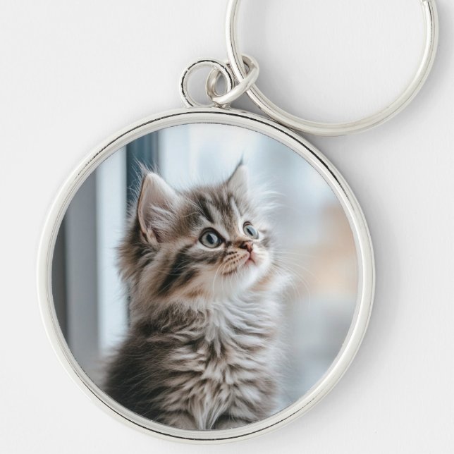 Kitten looking out the window keychain (Front)