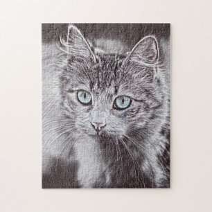 Kitten Love Cute Kitty Cat With Luminous Blue Eyes Jigsaw Puzzle