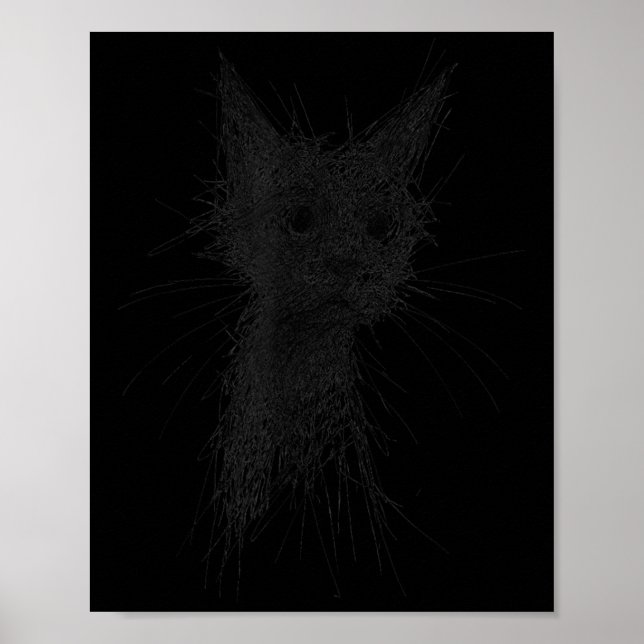 Kitten Lover Abstract Scribble Art Cute Cat Cat  Poster (Front)