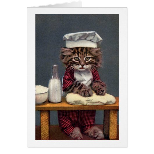 Kitten Making Bread, Unknown artist Cards (Front)